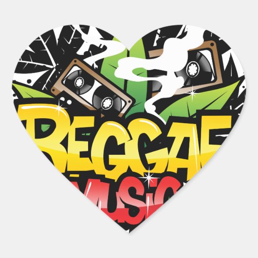 Sticker Cœur Musique reggae (Devant)