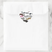 Sticker Cœur Mustache Collage Moustaches Populaire Ajouter un t (Sac)