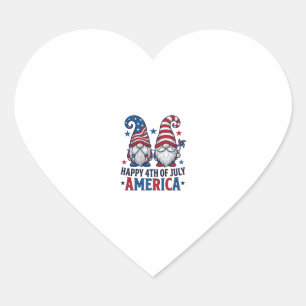 Sticker Cœur Nains Patriotes Joyeux 4 Juillet Amérique T-Shirt_