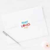 Sticker Cœur Nani aime mes t-shirts et cadeaux (Enveloppe)