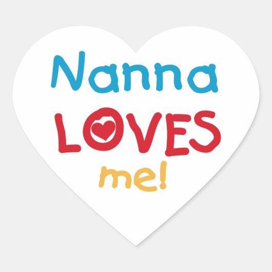 Sticker Cœur Nanna aime mes t-shirts et cadeaux (Devant)
