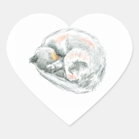 Sticker Cœur Nap de chat (Devant)