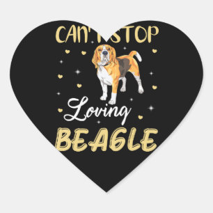 Sticker Cœur Ne peux pas arrêter d'aimer le chien Beagle Heureu