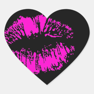 Sticker Cœur Neon Kiss sur le coeur noir