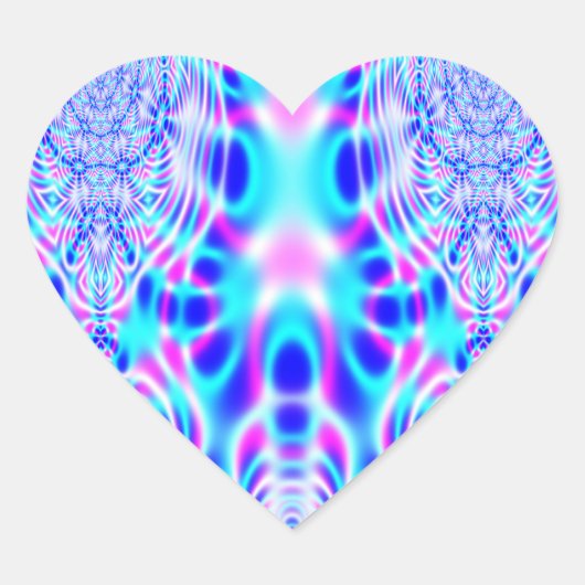 Sticker Cœur Neon rose et Blue Rocket Abstrait (Devant)