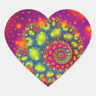 Sticker Cœur Neon spirale psychédélique Coeur Abstrait décorati
