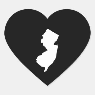 Sticker Cœur New Jersey en blanc et noir