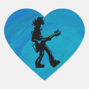 Sticker Cœur New York Boogie Nights Guitare Bleu