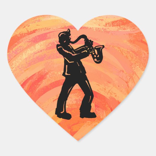 Sticker Cœur New York Boogie Nights Saxophone Orange (Devant)