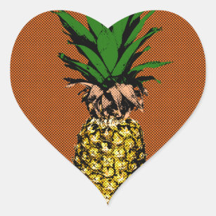 Sticker Cœur Newsprint ananas