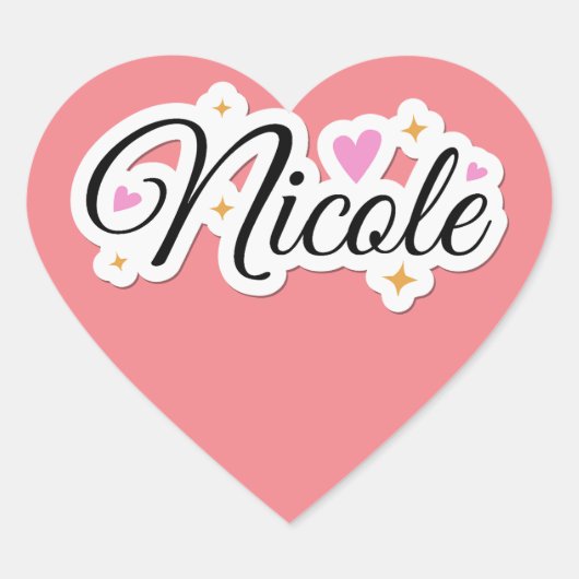 Sticker Cœur Nicole nom mignon design (Devant)