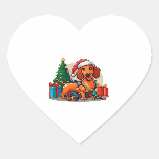 Sticker Cœur Noël Dachshund 2 (Devant)