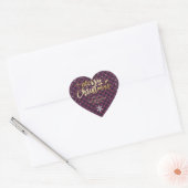 Sticker Cœur Noel de flocon de neige doré violet (Enveloppe)