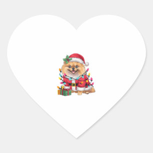 Sticker Cœur Noël de l'éclairage de Noël Père Noël Chien de Pom