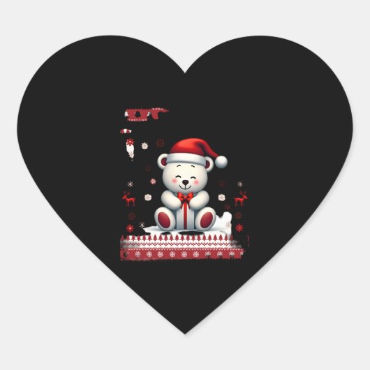 Sticker Cœur Noël de l'ours (4) (Devant)