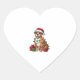 Sticker Cœur Noël Éclairage Santa Chapeau Boerboel Chien Noël