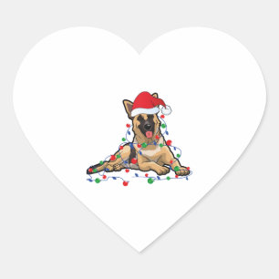 Sticker Cœur Noël éclaire le berger allemand chien avec père No