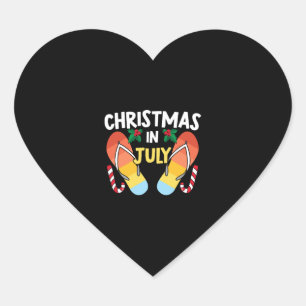 Sticker Cœur Noël En Juillet Flip Flops Drôle Été Tropical