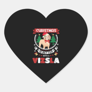 Sticker Cœur Noël Est Mieux Avec Un Arbre De Noël Vizsla