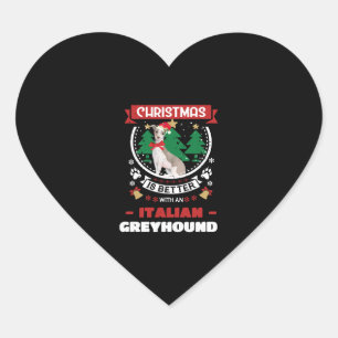 Sticker Cœur Noël Est Mieux Avec Un Italien Greyhound Chri