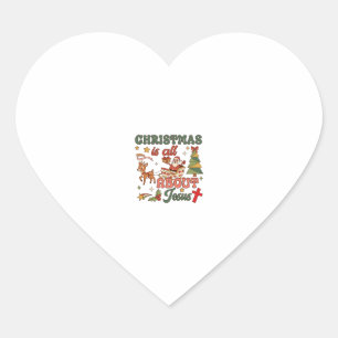 Sticker Cœur Noël est tout sur Jésus Santa Traîneau Renne