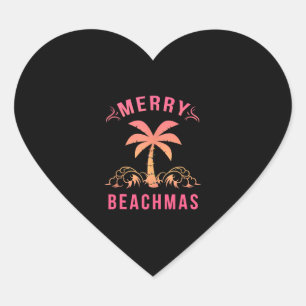 Sticker Cœur Noël Juillet Plage Côtière Joyeux Palm Beachmas Be