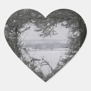 Sticker Cœur Noël noir et blanc de photo de coeur de neige