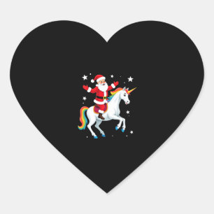 Sticker Cœur Noël Père Noël équitation Unicorne Xmas filles fem
