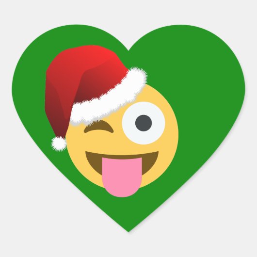 Sticker Cœur noël santa claus winking emoji (Devant)
