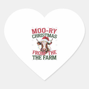 Sticker Cœur Noël Vache Moo-ry Noël De La Ferme