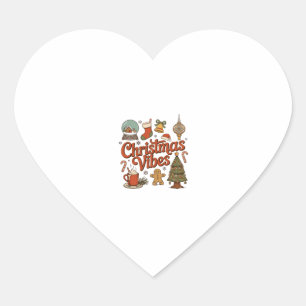 Sticker Cœur Noël Vibes Boule à Neige Bonhomme en Pain d'Épice