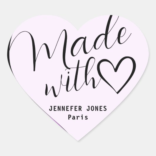 Sticker Cœur Noir & Blanc Fabriqué avec Love Calligraphie (Devant)