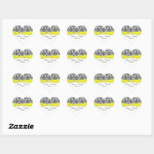 Sticker Coeur noir blanc jaune Damas 1,5" (Feuille)
