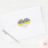 Sticker Coeur noir blanc jaune Damas 1,5" (Enveloppe)