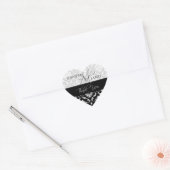 Sticker Coeur Noir Blanc Mariage damassé Faveur (Enveloppe)