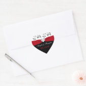 Sticker Cœur Noir Blanc Rouge Floral Coeur Mariage Faveur Stick (Enveloppe)