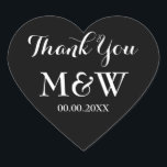 Sticker Cœur Noir coeur en forme de mariage faveur merci sticke<br><div class="desc">Un mariage en forme de coeur noir grâce aux autocollants. Noir et blanc ou couleur arrière - plan personnalisée. Élégante typographie de script. Utilisez comme scellants d'enveloppe romantique ou comme étiquette de mariage pour remercier les invités. Forme de symbole d'amour mignonne avec texte élégant. Aussi pratique pour d'autres occasions comme...</div>