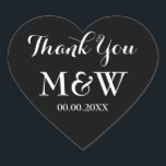 Sticker Cœur Noir coeur en forme de mariage faveur merci sticke<br><div class="desc">Un mariage en forme de coeur noir grâce aux autocollants. Noir et blanc ou couleur arrière - plan personnalisée. Élégante typographie de script. Utilisez comme scellants d'enveloppe romantique ou comme étiquette de mariage pour remercier les invités. Forme de symbole d'amour mignonne avec texte élégant. Aussi pratique pour d'autres occasions comme...</div>