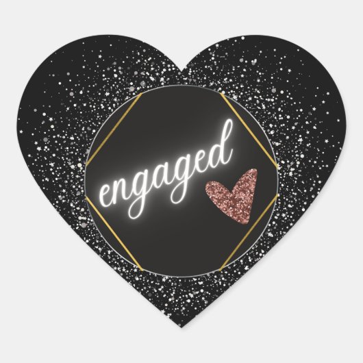 Sticker Cœur Noir et argent glam engagé (Devant)