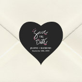 Sticker Cœur Noir Stylish Calligraphie Mariage Enregistrer la d