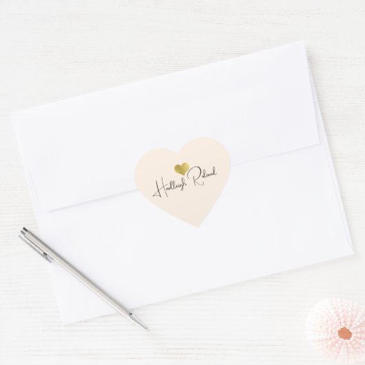 Sticker Cœur Nom Calligraphie Monogramme Cœur (Enveloppe)
