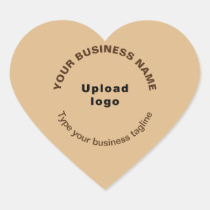 Sticker Cœur Nom de l'entreprise, Logo et Tagline sur Brown cla