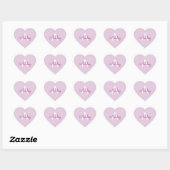 Sticker Cœur Nom de script & monogramme | Magenta & Violet clai (Feuille)