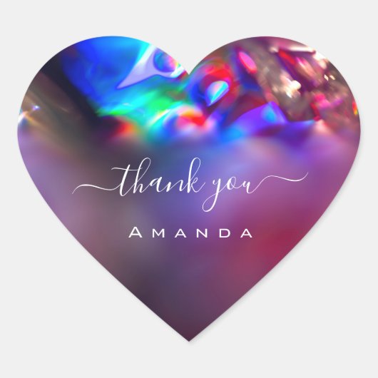 Sticker Cœur Nom du Merci 16e mariage nuptialHolographe violet (Devant)
