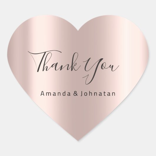 Sticker Cœur Nom du Merci Simple Rose Bridal Sweet 16e (Devant)