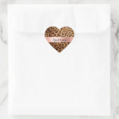 Sticker Cœur Nom du ruban rose du Rose animal léopard (Sac)