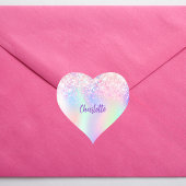 Sticker Cœur Nom holographique rose violet