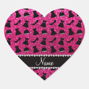 Sticker Cœur Nom neon rose chaud parties scintillant hauts talo