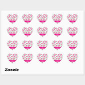 Sticker Cœur Nom personnalisé blanc rose cosmos limes (Feuille)