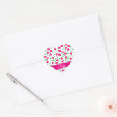 Sticker Cœur Nom personnalisé blanc rose cosmos limes (Enveloppe)